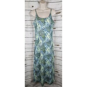 Vintage Express Tricot Tank Dress M Y2K 90's Spaghetti Strap Green Mod Retro